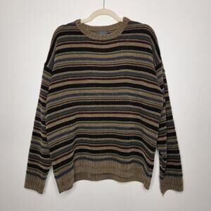 Vintage Mercer Street Studio Large Stripe Sweater Knit Skate Grunge Nature Earth